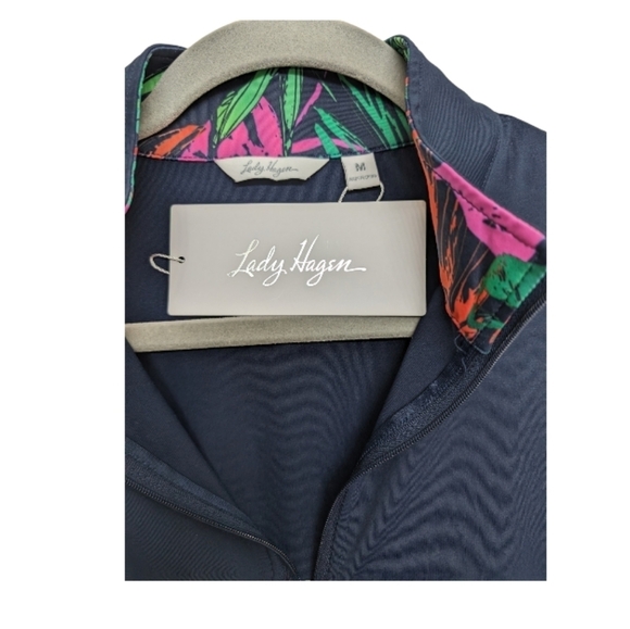 Lady Hagen Patterned Sleeveless Athletic Top Zip NWT Size M - Picture 3 of 7